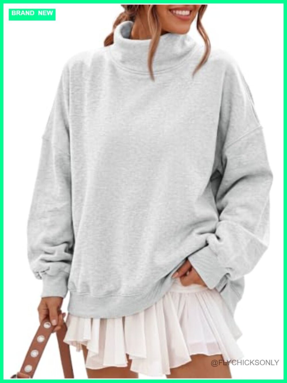 Oversized Fleece Mock Neck Sweatshirt Pullover with Pockets